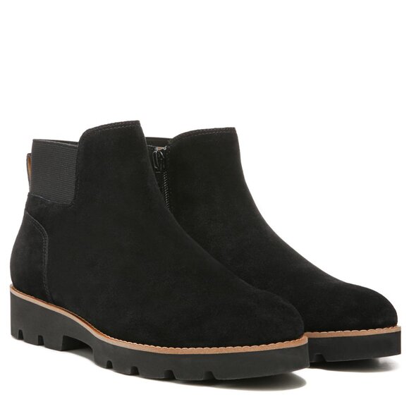 Vionic Women's Brionie Zip Up Ankle Boot water Resistant $150 in Black Suede - Picture 1 of 16